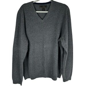 Jos. A. Bank Reserve 100% Cashmere Gray V-Neck Long Sleeve Sweater Mens Size XXL